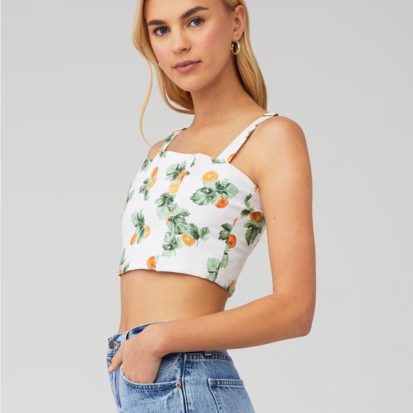 WEWOREWHAT STRAIGHT NECK CORSET white orange fruit size extra small - Picture 8 of 9